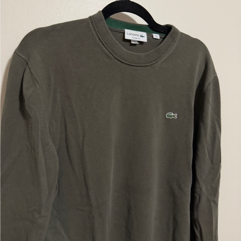 Lacoste men’s crew neck cotton sweater pullover - green size L (runs small!) - Picture 2 of 6
